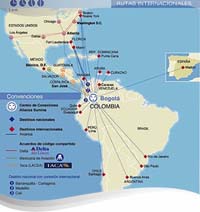 Avianca International Route Map