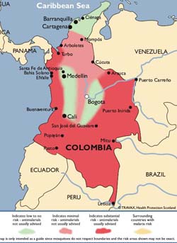 Malaria Zones Map of Colombia
